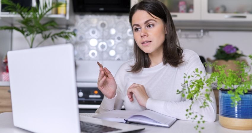 teacher uses document camera for teaching