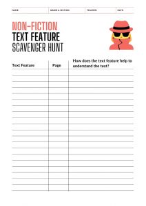 Text Features Scavenger Hunt - Free Template - A Tutor