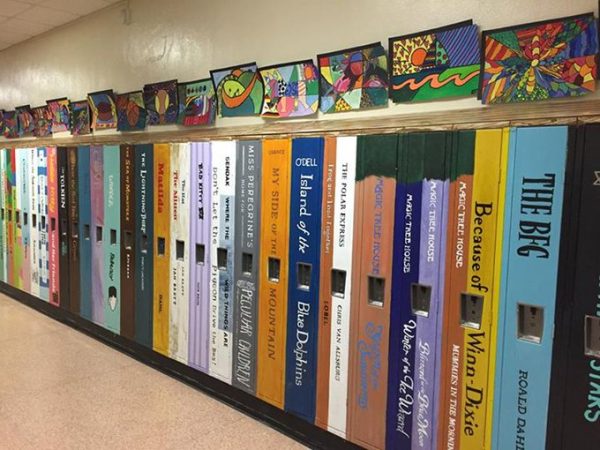 school hallway locker books