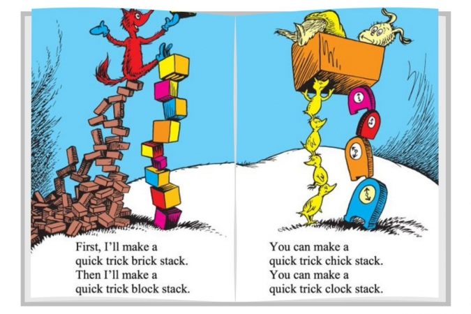 Dr Seuss Fox in Socks Page Quick Trick Brick Stack