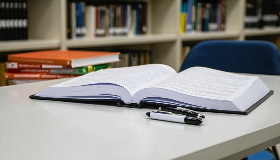 Woman studying at desk with laptop and notes for teaching assistant certification exam