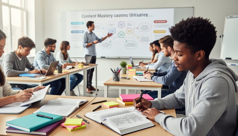 Student taking notes while working through practice problems on tablet