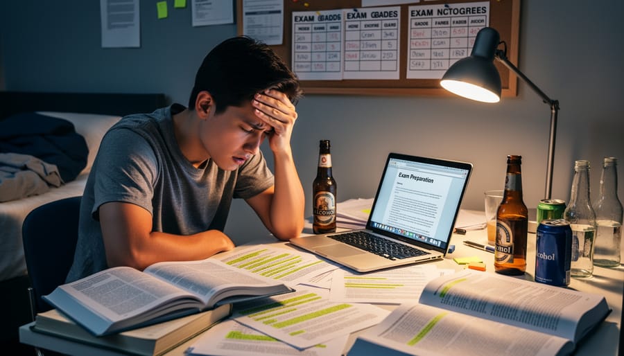 Close-up of student's hands showing stress while taking exam