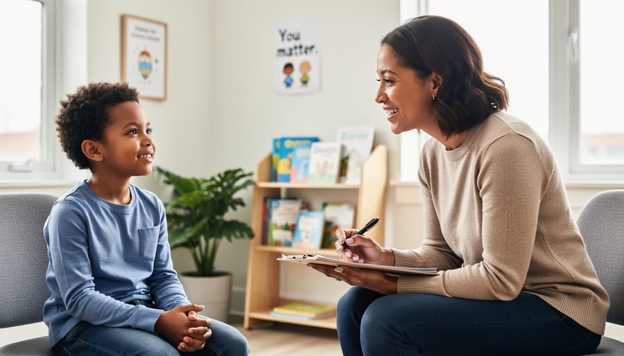 Teacher mentoring student in supportive one-on-one conversation