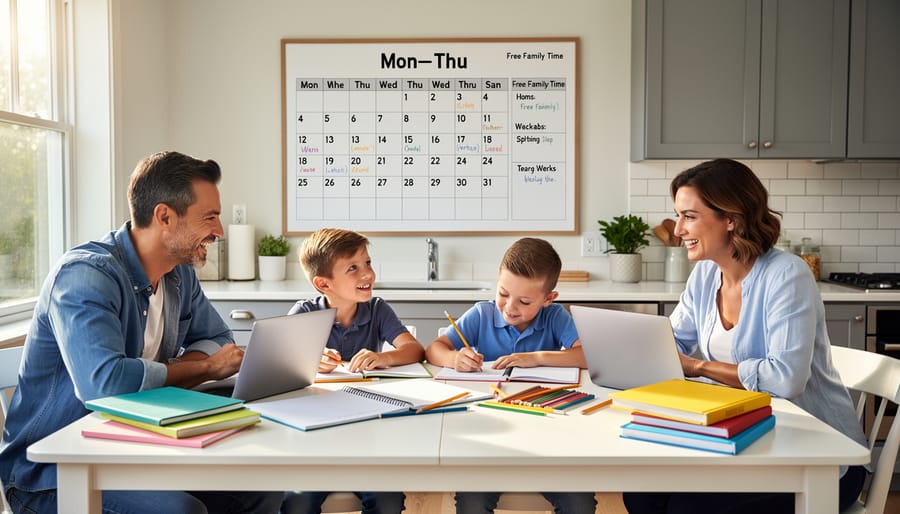 Mother and teenage daughter engaged in homeschool learning outdoors