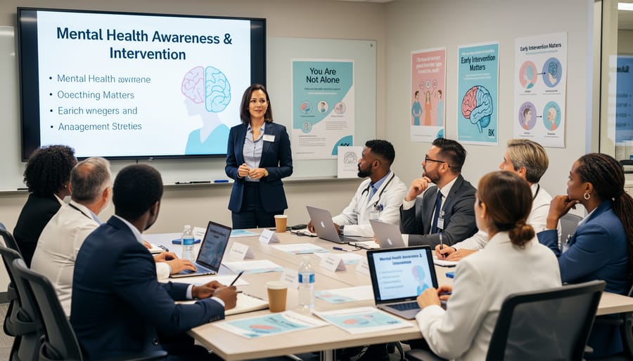 Medical educators participating in mental health certification training session