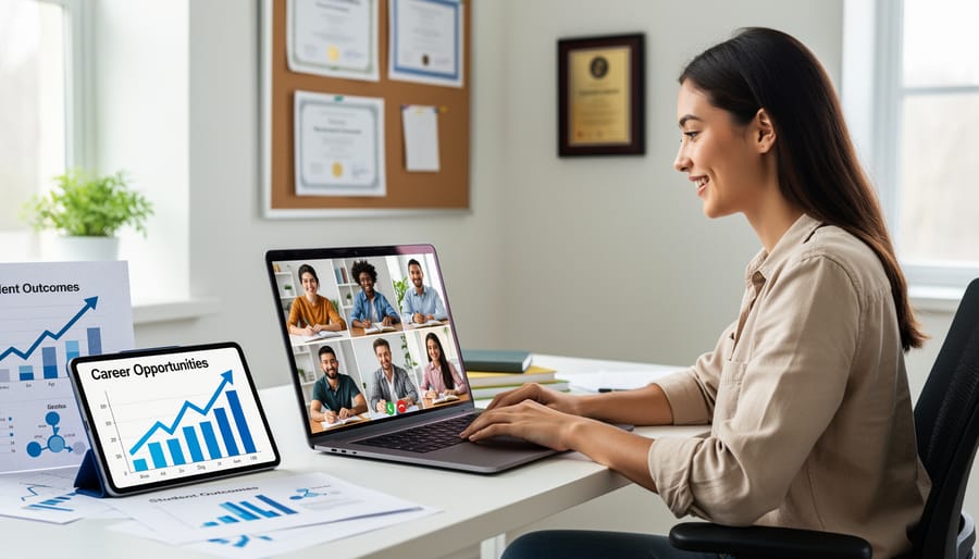 Confident professional tutor in modern home office workspace