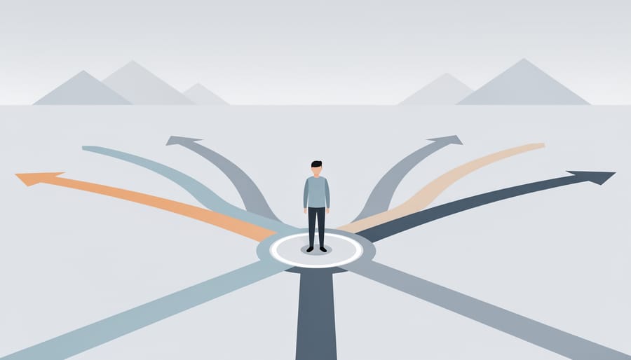 Person standing at crossroads symbolizing career path decisions