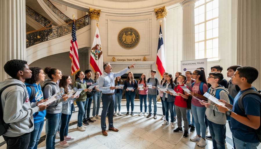 Elementary students on educational field trip at Georgia State Capitol building