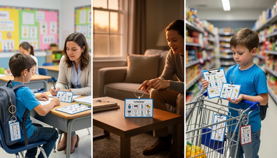 Portable visual support binder and smartphone app for consistent communication across environments