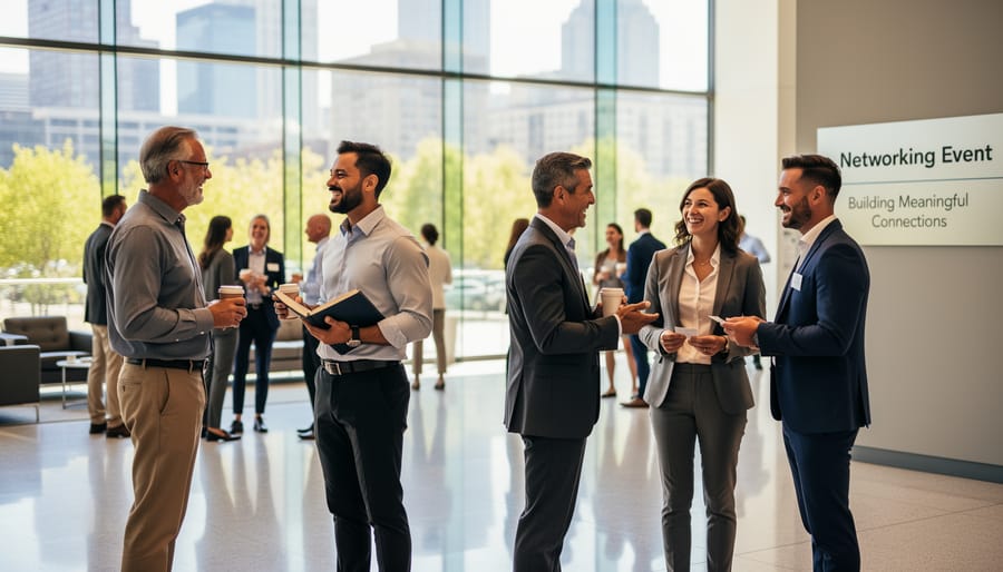 Two professionals engaged in mentorship conversation over coffee