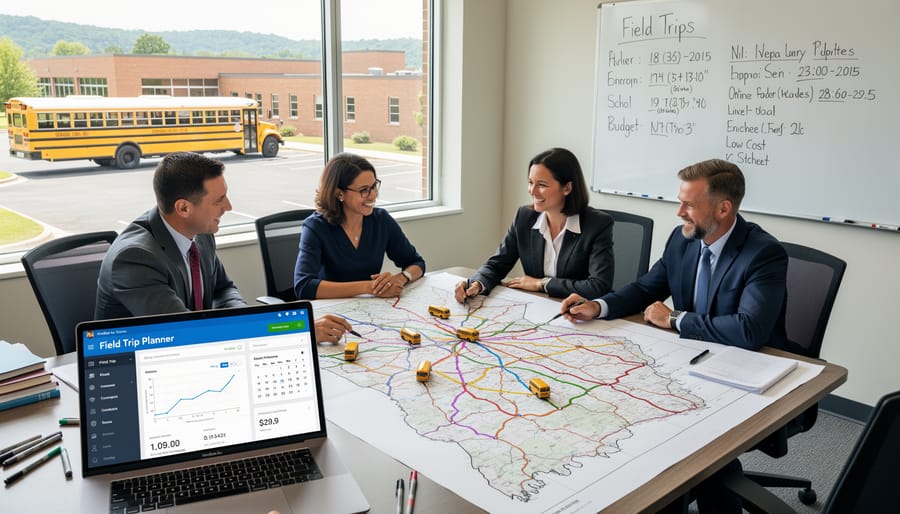 School bus on route to educational field trip destination in Georgia