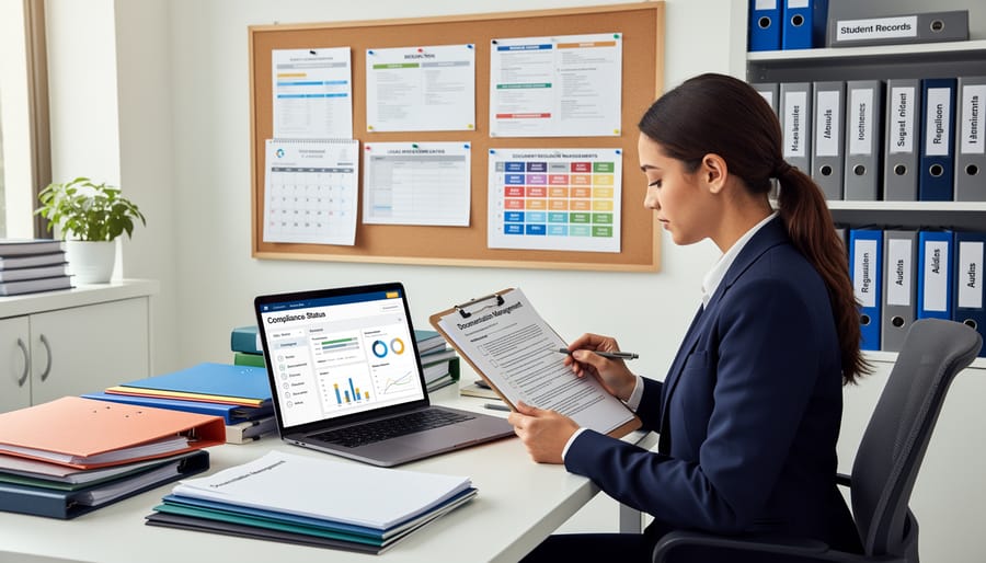 Organized special education files and documentation on educator's desk