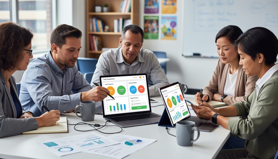 Brazilian teacher using laptop and smartphone to access Open Finance services