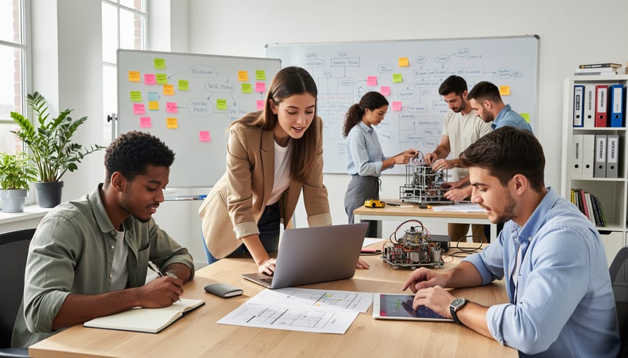 Young professionals collaborating in modern workspace environment