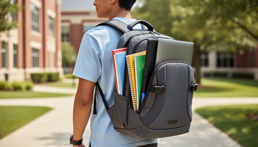 Close-up of adjustable padded shoulder straps on ergonomic laptop backpack