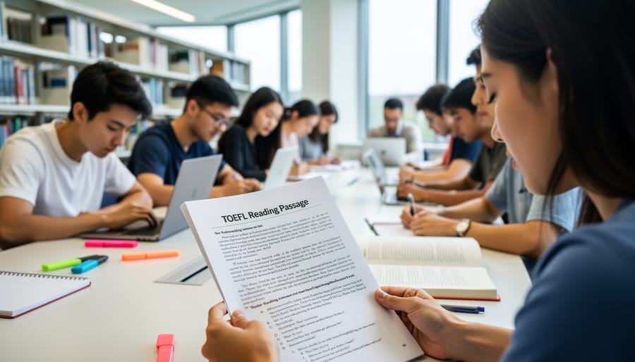 Close-up of academic reading passage on textbook pages