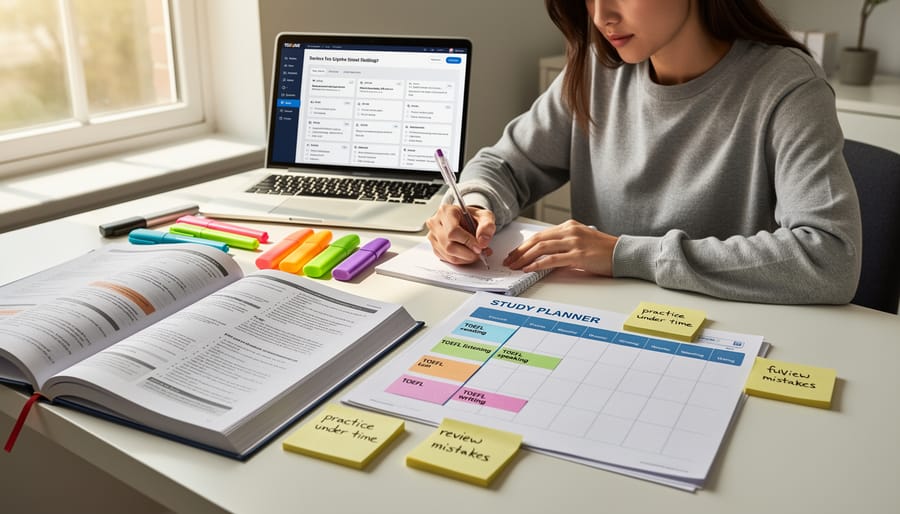 College student studying with laptop and headphones in bright modern study space