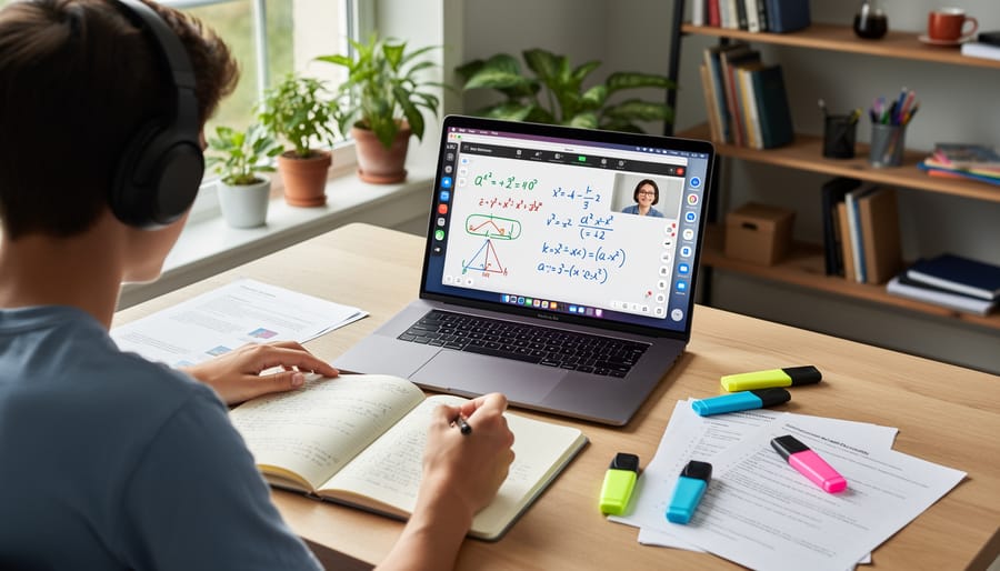 Tutor and student engaging in interactive Zoom tutoring session with screen sharing