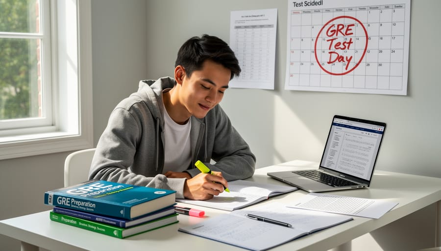 Confident student on university campus prepared for graduate school admissions