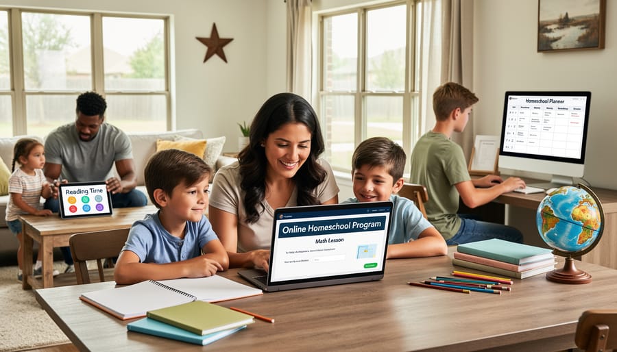 Student working on laptop computer in home learning environment