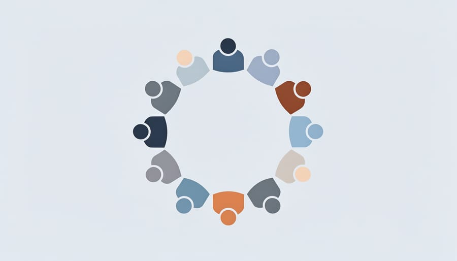 Team members brainstorming together around a table in a meeting room